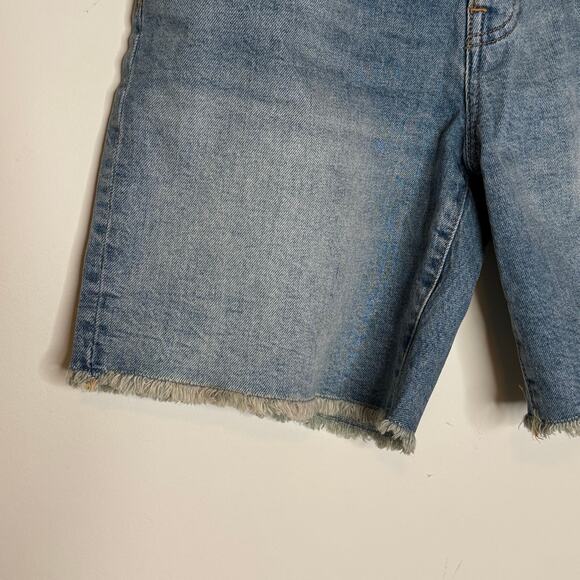 J. Crew Women’s Long Denim Shorts Raw Hem Mid Rise Blue 5 Pocket NWT Size 25 - Picture 4 of 8